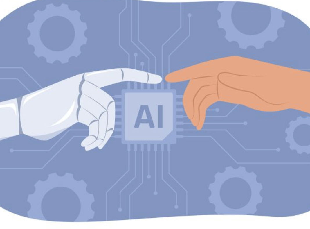 graphic of ai finger touching human finger